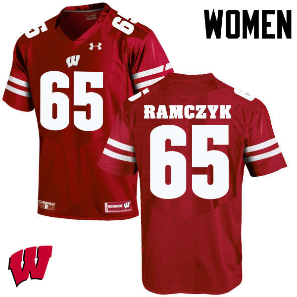 Women Wisconsin Badgers #65 Ryan Ramczyk College Football Jerseys-Red - Click Image to Close